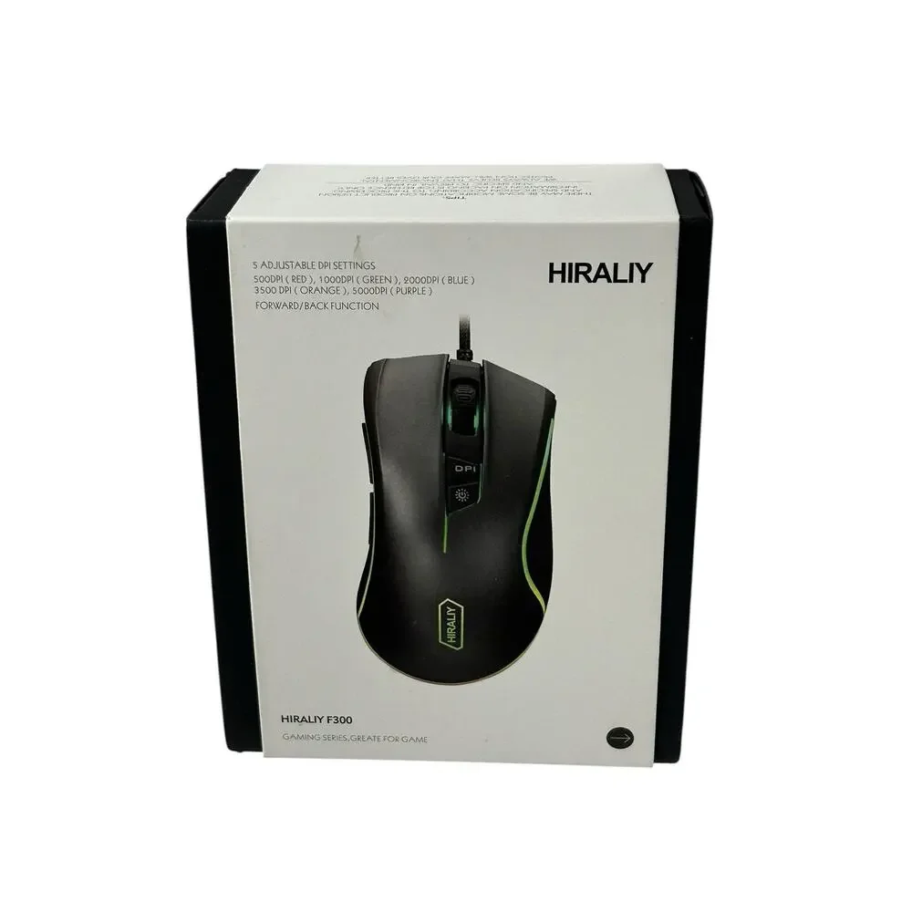 HIRALIY F300 Gaming Mouse Wired RGB Backlit Programmable Buttons 5000 DPI NIB